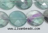 CFL320 15.5 inches 20mm faceted coin natural fluorite beads