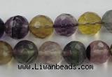 CFL405 15.5 inches 12mm faceted round rainbow fluorite beads