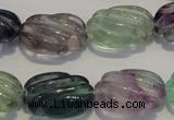 CFL495 15.5 inches 16*24mm carved oval natural fluorite beads