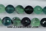 CFL54 15.5 inches 12mm faceted round AB grade natural fluorite beads