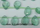 CFL650 Top-drilled 10*14mm faceted briolette green fluorite beads