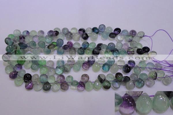 CFL703 Top-drilled 9*11mm teardrop natural fluorite beads wholesale