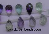 CFL708 Top-drilled 8*12mm faceted teardrop natural fluorite beads