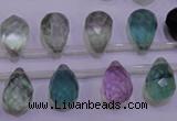 CFL709 Top-drilled 10*14mm faceted teardrop natural fluorite beads