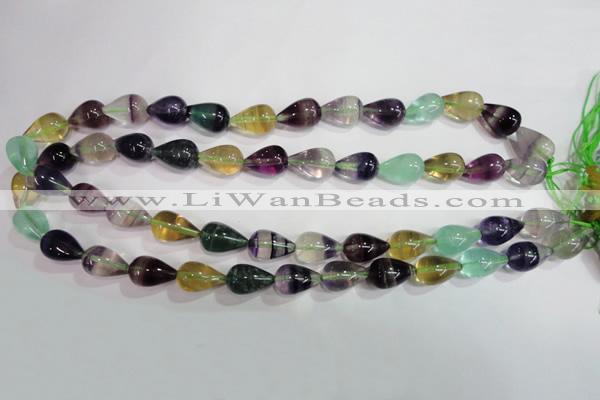 CFL766 15.5 inches 10*16mm teardrop rainbow fluorite gemstone beads