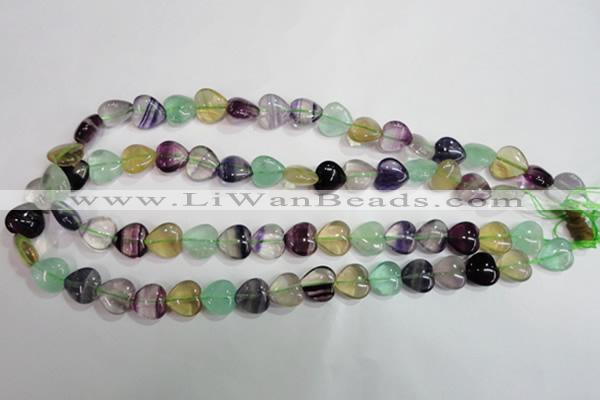 CFL789 15.5 inches 12mm heart rainbow fluorite gemstone beads