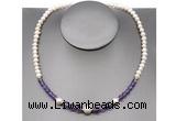 CFN101 potato white freshwater pearl & amethyst necklace, 16 - 24 inches