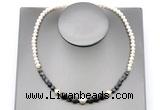 CFN124 potato white freshwater pearl & black labradorite necklace, 16 - 24 inches