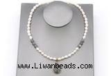 CFN159 baroque white freshwater pearl & labradorite necklace with pendant