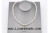 CFN161 baroque white freshwater pearl & white moonstone necklace with pendant