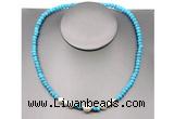 CFN203 4*6mm faceted rondelle turquoise & potato white freshwater pearl necklace