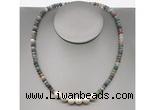 CFN205 4*6mm faceted rondelle Indian agate & potato white freshwater pearl necklace