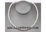 CFN21 7mm - 8mm potato white freshwater pearl necklace, 16 - 54 inches