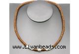 CFN210 4*6mm faceted rondelle wooden jasper & potato white freshwater pearl necklace