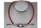 CFN212 4*6mm faceted rondelle red jasper & potato white freshwater pearl necklace