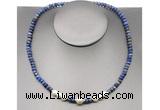 CFN220 4*6mm faceted rondelle lapis lazuli & potato white freshwater pearl necklace