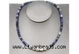 CFN221 4*6mm faceted rondelle sodalite & potato white freshwater pearl necklace