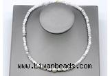 CFN227 4*6mm faceted rondelle white howlite & potato white freshwater pearl necklace