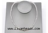 CFN229 4*6mm faceted rondelle rose quartz & potato white freshwater pearl necklace