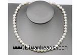 CFN23 8mm - 9mm baroque white freshwater pearl necklace, 16 - 54 inches