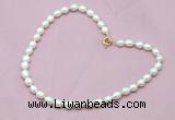 CFN302 16 - 24 inches 9mm - 10mm rice white freshwater pearl necklace