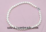 CFN594 Hand -knotted 9mm - 10mm potato white freshwater pearl necklace