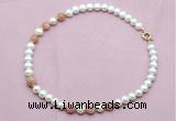 CFN718 9mm - 10mm potato white freshwater pearl & moonstone necklace