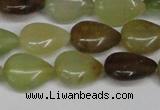 CFW123 15.5 inches 13*18mm flat teardrop flower jade gemstone beads