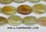 CFW126 15.5 inches 12*16mm flat oval flower jade gemstone beads