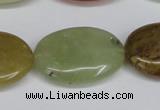 CFW131 15.5 inches 22*30mm flat oval flower jade gemstone beads