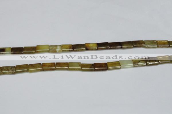 CFW141 15.5 inches 10*14mm flat tube flower jade gemstone beads