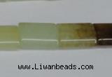 CFW142 15.5 inches 12*16mm flat tube flower jade gemstone beads