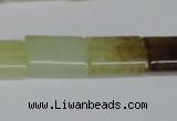 CFW143 15.5 inches 13*18mm flat tube flower jade gemstone beads