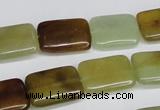 CFW148 15.5 inches 10*14mm rectangle flower jade gemstone beads