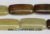 CFW155 15.5 inches 12*25mm rectangle flower jade gemstone beads