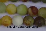 CFW204 15.5 inches 12mm round matte flower jade beads wholesale