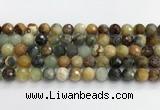 CFW220 15.5 inches 10mm faceted round flower jade beads