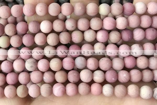 CFW36 15.5 inches 6mm round matte pink wooden jasper beads