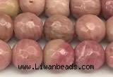 CFW60 15 inches 6mm faceted round pink wooden jasper beads