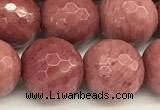 CFW68 15 inches 12mm faceted round pink wooden jasper beads