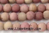 CFW70 15 inches 4mm round matte pink wooden jasper beads