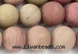 CFW72 15 inches 8mm round matte pink wooden jasper beads