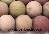 CFW74 15 inches 12mm round matte pink wooden jasper beads