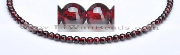 CGA05 15.5 inch 5mm round natural garnet gemstone bead Wholesale