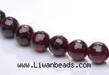 CGA08 multi sizes faceted round natural garnet gemstone beads Wh