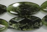 CGA113 15.5 inches 20*40mm faceted oval natural green garnet beads