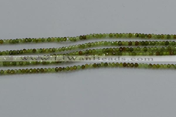 CGA155 15.5 inches 2*2.5mm faceted rondelle green garnet beads