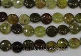 CGA210 15.5 inches 8mm flat round natural green garnet beads