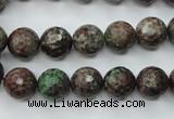 CGA314 15.5 inches 12mm faceted round red green garnet gemstone beads