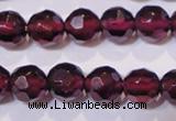 CGA362 14 inches 5mm faceted round natural red garnet beads wholesale